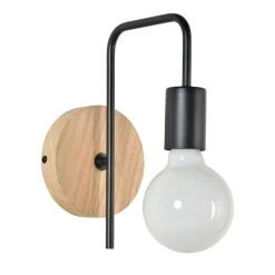 Fabrique de Styles Applique base ronde en bois naturel et métal noir* Appliques