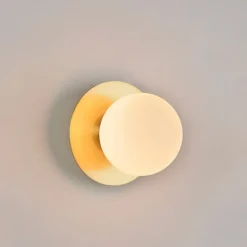 Fabrique de Styles Applique en metal doré et verre laiton d18cm blanc - Manor* Appliques