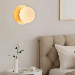 Fabrique de Styles Applique en metal doré et verre laiton d18cm blanc - Manor* Appliques