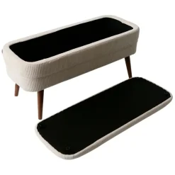 Fabrique de Styles Banc coffre en velours côtelé écru - Eleonor* Bancs Et Banquettes