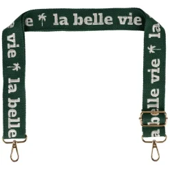 Fabrique de Styles Bandoulière brodée réglable en coton émeraude et écru* Accessoires Mode