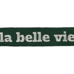 Fabrique de Styles Bandoulière brodée réglable en coton émeraude et écru* Accessoires Mode