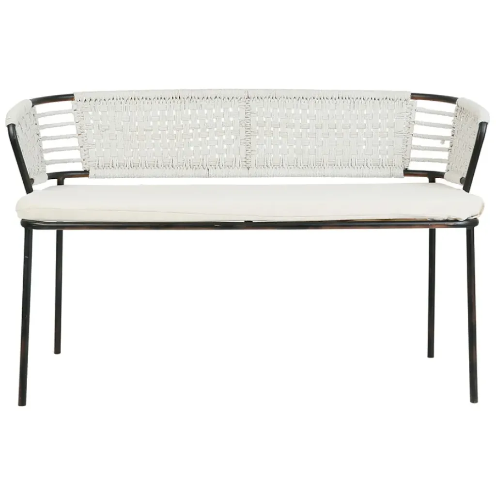 Fabrique de Styles Banquette 2 places en fer noir et coton beige - Cobalt* Bancs Et Banquettes