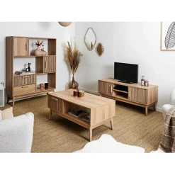 Fabrique de Styles Bibliotheque en bois naturel h140cm - Kara* Bibliothèques Et Étagères