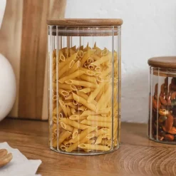 Fabrique de Styles Bocal en verre avec couvercle en acacia 70cl* Pots Et Bocaux