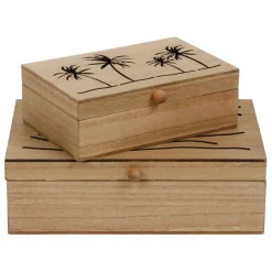 Fabrique de Styles Boite gigogne avec couvercle x2 sweet leaves 22x14.5xh7+16x10.5xh5.5cm mdf* Boîtes