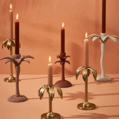 Fabrique de Styles Bougeoir palmier en aluminium h19cm - Tropic Etoil* Photophores, Bougeoirs Et Lanternes