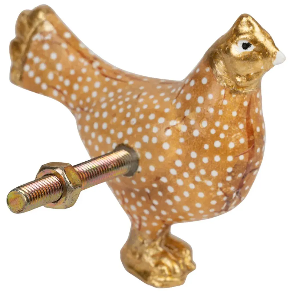 Fabrique de Styles Boutons de porte poules x2 blanc et doré - Campagne* Accessoires Et Quincaillerie