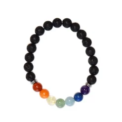 Fabrique de Styles Bracelet 7 chakras pierre de lave perles rondes 8mm* Bijoux Fantaisie