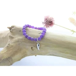 Fabrique de Styles Bracelet améthyste perles rondes 8mm et aile d'ange* Bijoux Fantaisie