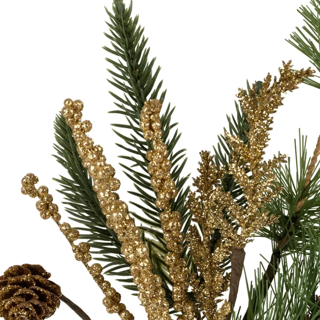 Fabrique de Styles Branchage doré et vert h32cm - Alfe* Fleurs Et Plantes Artificielles