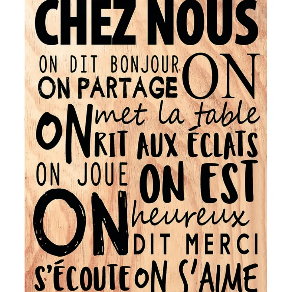 Fabrique de Styles Cadre "Chez nous" en bois naturel et noir 30x40cm* Déco À Suspendre Et Adhésive