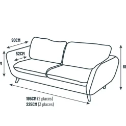 Fabrique de Styles Canapé fixe 2 places AXEL - Tissu Texturé - Crown Black* Canapés Fixes