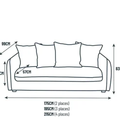 Fabrique de Styles Canapé fixe 3 places Basile - Velours Texturé - Perfect Harmony Écureuil* Canapés Fixes