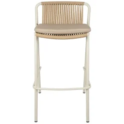 Fabrique de Styles Chaise de bar d'extérieur avec coussin en tissu beige et blanc h97cm - Ajay*Enfant Chaises, Fauteuils|Jardin