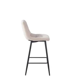 Fabrique de Styles Chaise de bar en tissu matelassé blanc - Lilly* Tabourets Et Chaises De Bar