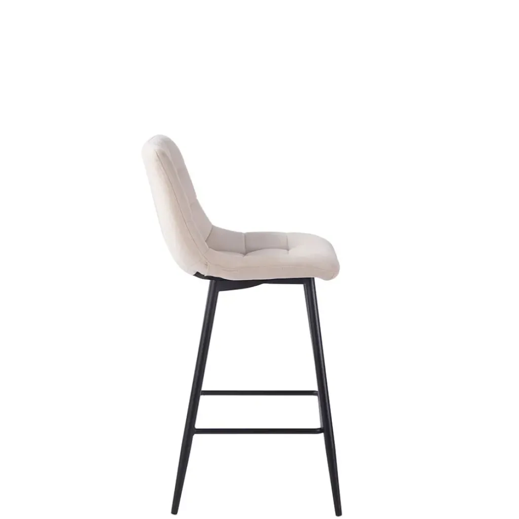 Fabrique de Styles Chaise de bar en tissu matelassé blanc - Lilly* Tabourets Et Chaises De Bar
