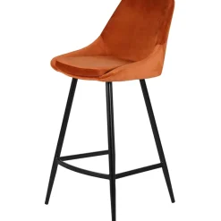 Fabrique de Styles Chaise de bar en velours cognac h75cm - Ben* Tabourets Et Chaises De Bar