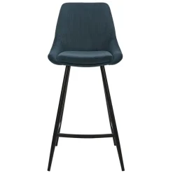 Fabrique de Styles Chaise de bar en velours côtelé bleu foncé h67cm - Ben* Tabourets Et Chaises De Bar
