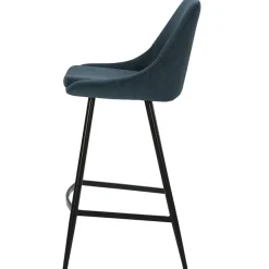 Fabrique de Styles Chaise de bar en velours côtelé bleu foncé h67cm - Ben* Tabourets Et Chaises De Bar