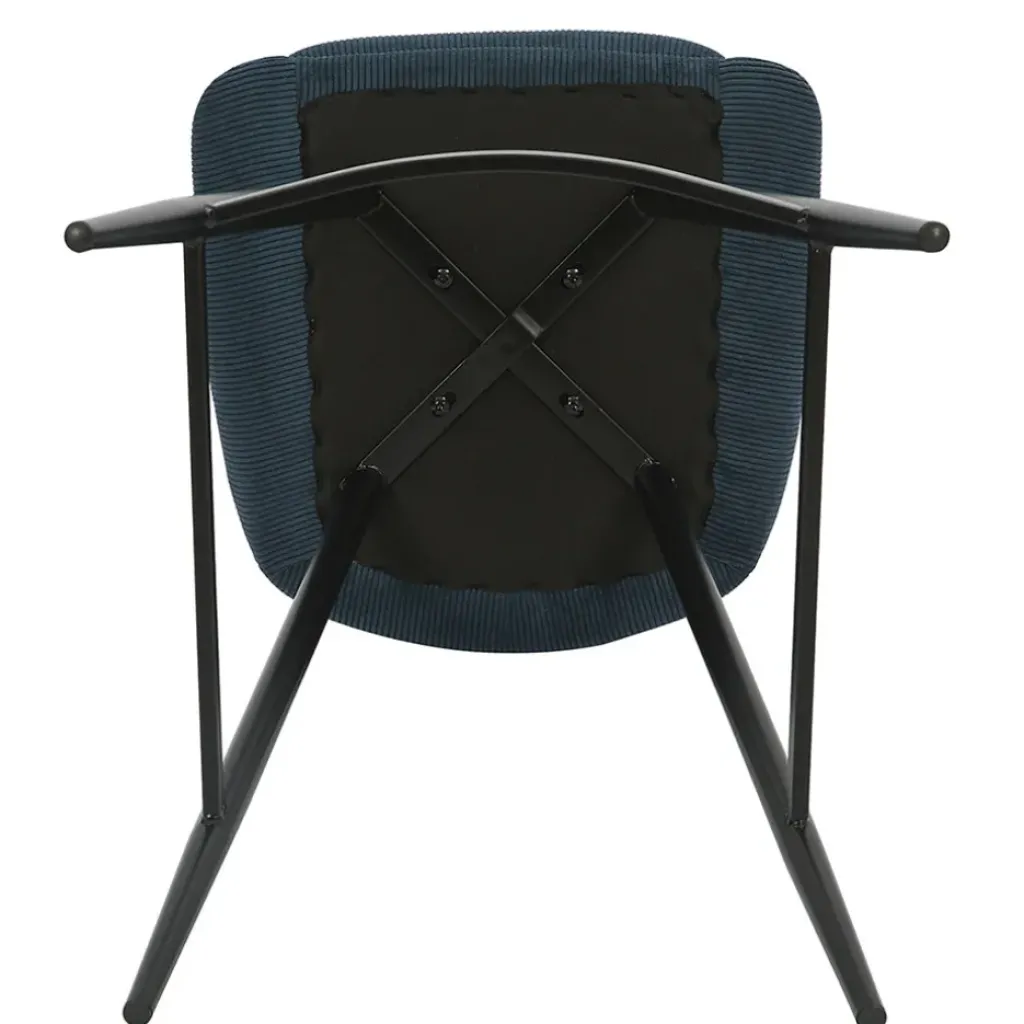 Fabrique de Styles Chaise de bar en velours côtelé bleu foncé h67cm - Ben* Tabourets Et Chaises De Bar