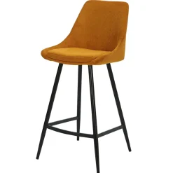 Fabrique de Styles Chaise de bar en velours côtelé jaune h67cm - Ben* Tabourets Et Chaises De Bar