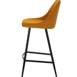 Fabrique de Styles Chaise de bar en velours côtelé jaune h67cm - Ben* Tabourets Et Chaises De Bar