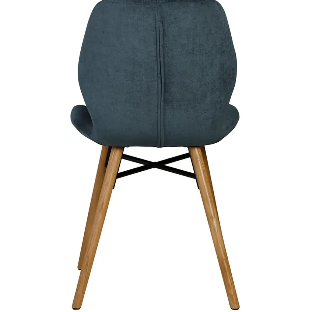 Fabrique de Styles Chaise salle à manger en tissu soft touch bleu foncé - Keri* Chaises