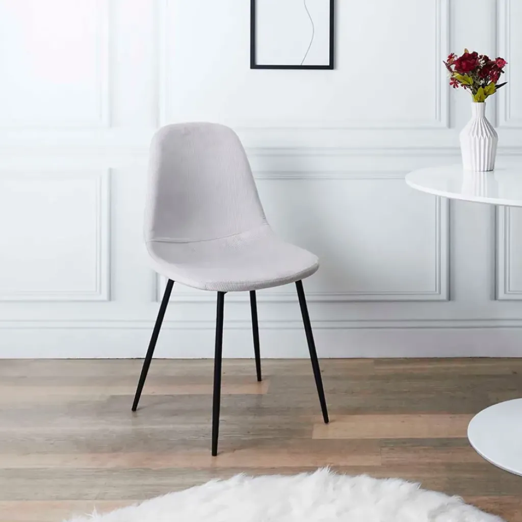 Fabrique de Styles Chaise salle à manger en velours cotelé clair - Julia* Chaises