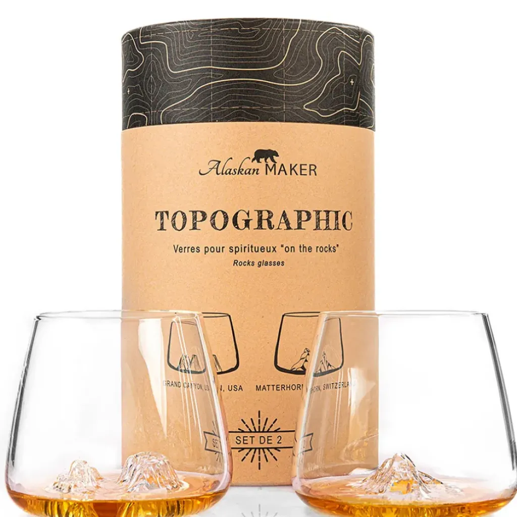 Fabrique de Styles Coffret de 2 verres Grand Canyon et Mont Matterhorn - Topographic* Verres À Alcool