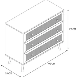 Fabrique de Styles Commode en bois et cannage 3 tiroirs H79cm - Baia* Commodes