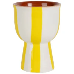 Fabrique de Styles Coquetier en grès rayé jaune et blanc d4.5cm - Alaria* Accessoires De Table