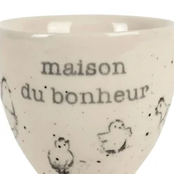 Fabrique de Styles Coquetier Maison du bonheur en grès moucheté - La Ferme* Accessoires De Table