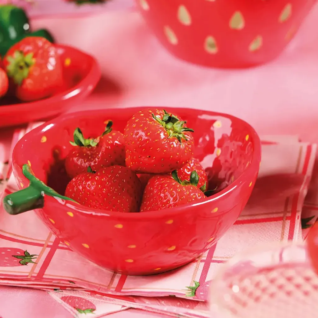 Fabrique de Styles Coupelle fraise en dolomite 15.5x12cm* Bols Et Coupelles