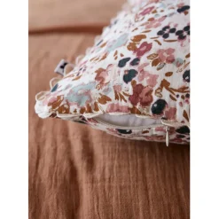 Fabrique de Styles Coussin déhoussable avec croquet en gaze de coton imprimée pampa 40x40cm - Capucine* Coussins Et Housses