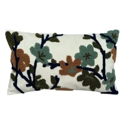 Fabrique de Styles Coussin en coton brodé fleuri écru 30x50cm* Coussins Et Housses