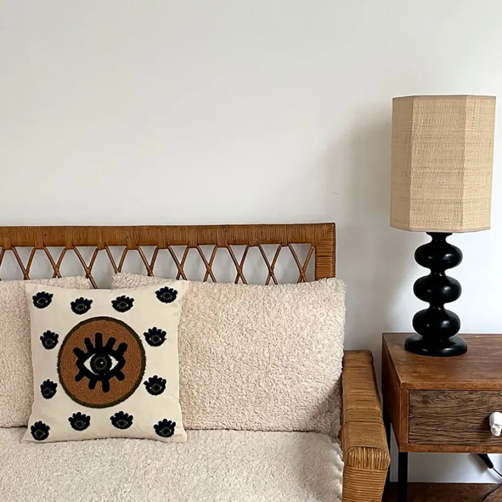 Fabrique de Styles Coussin en coton Oeil Protecteur marron 40x40cm - Influence* Coussins Et Housses