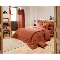 Fabrique de Styles Couvre lit en gaze de coton terracotta 90x200cm - Gaia* Couvre-lits