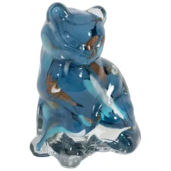 Fabrique de Styles Déco chat en verre bleu et doré - Félin* Petits Objets Déco