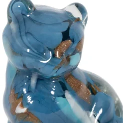 Fabrique de Styles Déco chat en verre bleu et doré - Félin* Petits Objets Déco