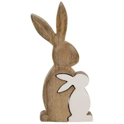 Fabrique de Styles Déco duo lapin en manguier naturel et blanc - Floreal* Petits Objets Déco
