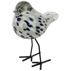 Fabrique de Styles Déco moineau en verre blanc et bleu pailleté - Serin* Petits Objets Déco