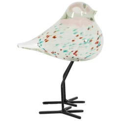 Fabrique de Styles Déco moineau en verre et fer vert et rose - Serin* Petits Objets Déco