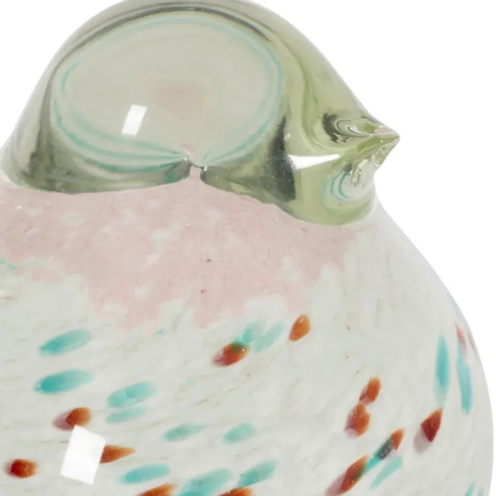 Fabrique de Styles Déco moineau en verre et fer vert et rose - Serin* Petits Objets Déco