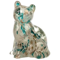 Fabrique de Styles Deco chat en verre émeraude et doré - Félin* Petits Objets Déco