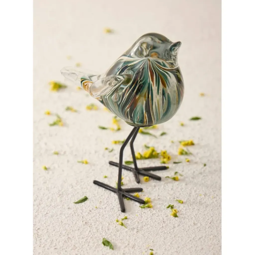 Fabrique de Styles Deco moineau en verre émeraude et doré - Serin* Petits Objets Déco