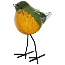 Fabrique de Styles Deco moineau en verre vert et jaune - Serin* Petits Objets Déco