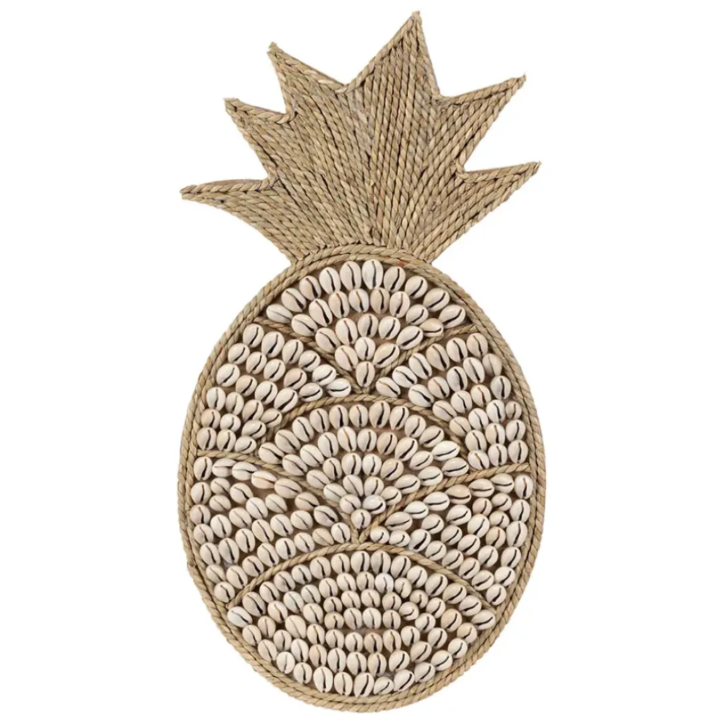Fabrique de Styles Deco murale ananas en coquillage naturel et blanc - Cauri* Déco À Suspendre Et Adhésive