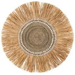 Fabrique de Styles Deco murale rosace en raphia naturel et blanc - Cauri* Déco À Suspendre Et Adhésive