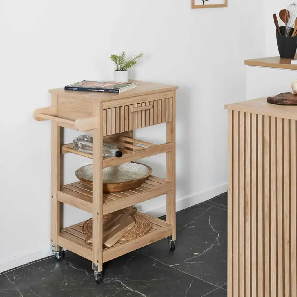 Fabrique de Styles Desserte en bois 3 niveaux et 1 tiroir - Kara* Ilots Et Dessertes